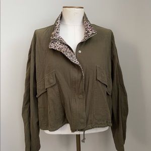 Lulus Army Green/Animal Print Jacket Lg